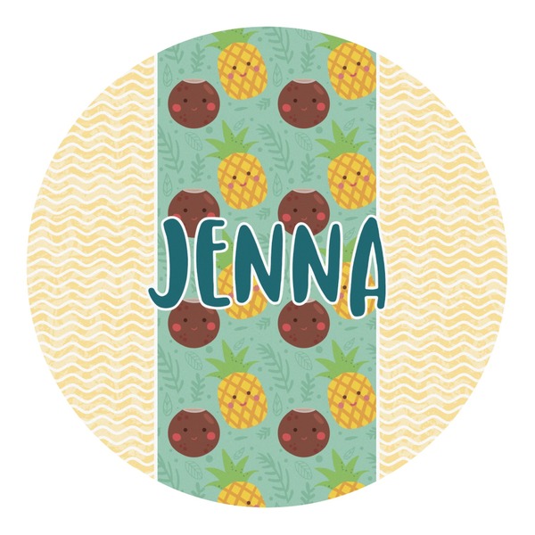 Custom Pineapples and Coconuts Round Decal - Medium (Personalized)