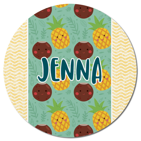 Pineapples and Coconuts Round Fridge Magnet - FRONT