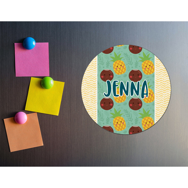 Pineapples and Coconuts Round Fridge Magnet - LIFESTYLE