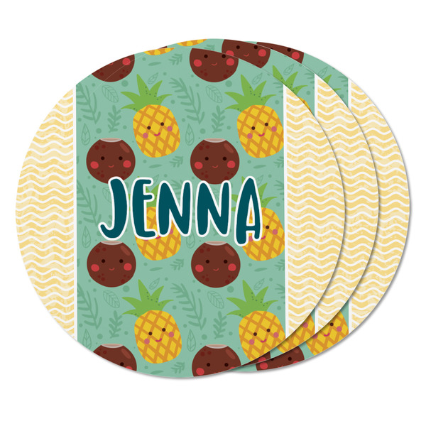 Pineapples and Coconuts Round Fridge Magnet - THREE