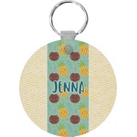 Pineapples and Coconuts Round Plastic Keychain (Personalized)