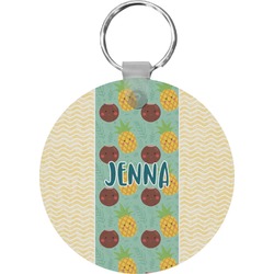 Pineapples and Coconuts Round Plastic Keychain (Personalized)