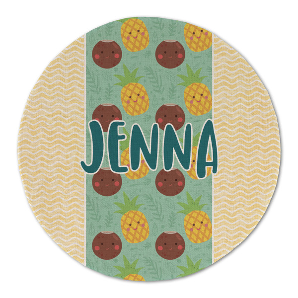 Custom Pineapples and Coconuts Round Linen Placemat (Personalized)