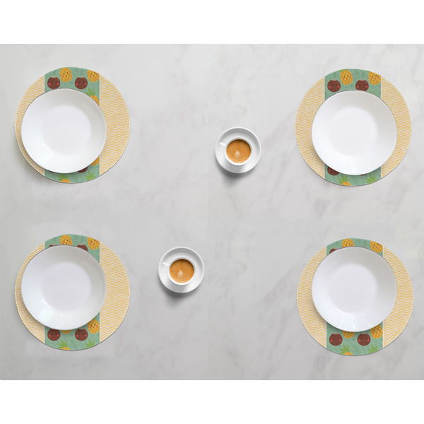 Pineapples and Coconuts Round Linen Placemats - LIFESTYLE (set of 4)