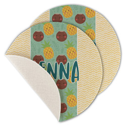 Pineapples and Coconuts Round Linen Placemat - Single Sided - Set of 4 (Personalized)