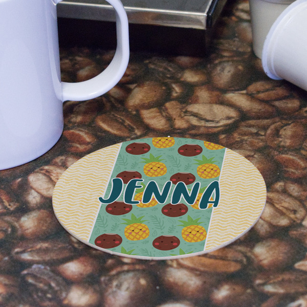 Pineapples and Coconuts Round Paper Coaster - Front