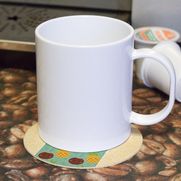 Pineapples and Coconuts Round Paper Coaster - With Mug