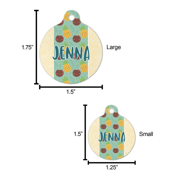 Pineapples and Coconuts Round Pet ID Tag - Large - Comparison Scale