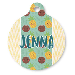 Pineapples and Coconuts Round Pet ID Tag (Personalized)