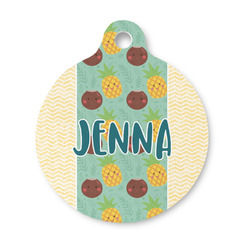 Pineapples and Coconuts Round Pet ID Tag - Small (Personalized)