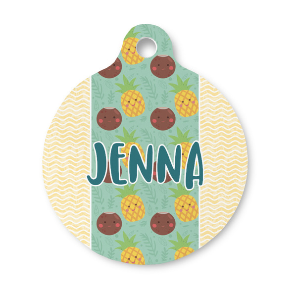 Custom Pineapples and Coconuts Round Pet ID Tag - Small (Personalized)