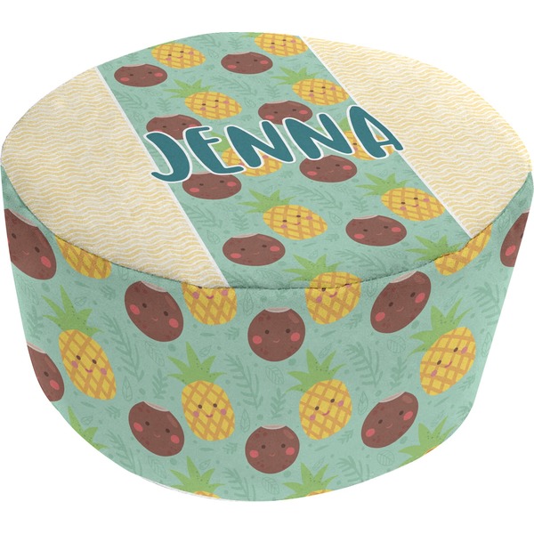 Custom Pineapples and Coconuts Round Pouf Ottoman (Personalized)