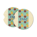 Pineapples and Coconuts Sandstone Car Coasters (Personalized)