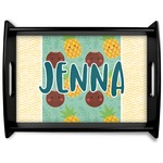 Pineapples and Coconuts Black Wooden Tray - Large (Personalized)
