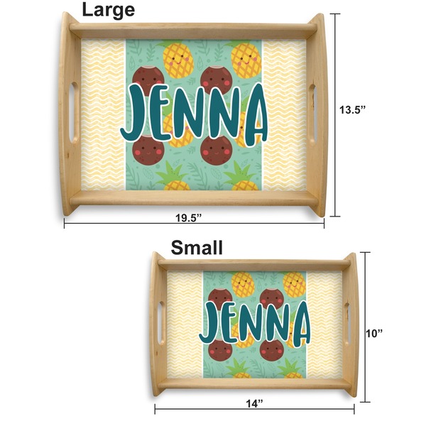 Pineapples and Coconuts Serving Tray Wood Sizes