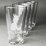 Pineapples and Coconuts Pint Glasses - Engraved (Set of 4) (Personalized)