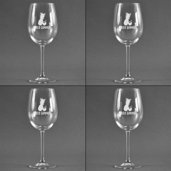 Pineapples and Coconuts Set of Four Personalized Wineglasses (Approval)
