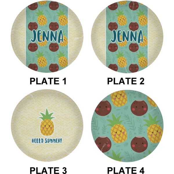 Pineapples and Coconuts Set of Lunch / Dinner Plates (Approval)