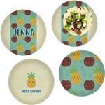 Pineapples and Coconuts Set of 4 Glass Lunch / Dinner Plate 10" (Personalized)