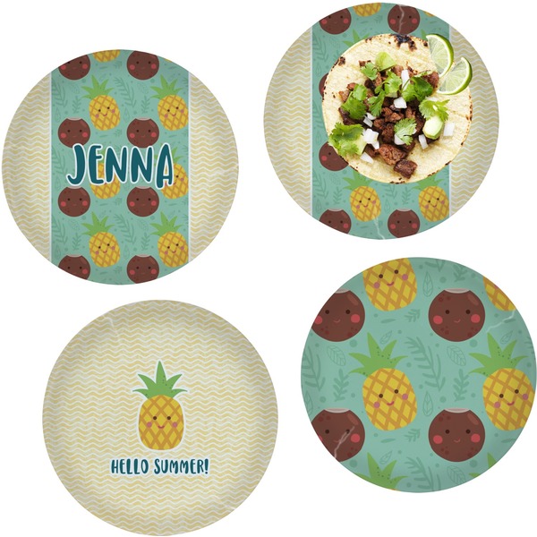 Pineapples and Coconuts Set of Lunch / Dinner Plates