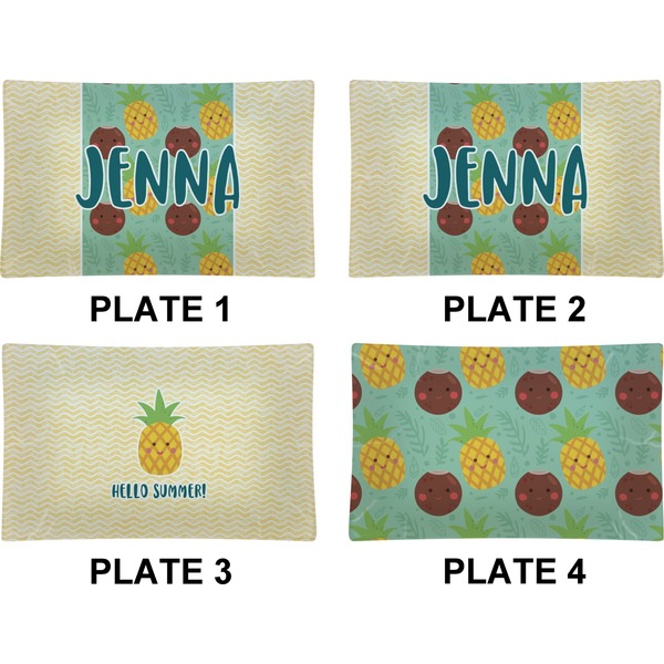 Pineapples and Coconuts Set of Rectangular Dinner Plates (Approval)