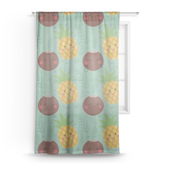 Custom Pineapples and Coconuts Sheer Curtain - 50"x84"