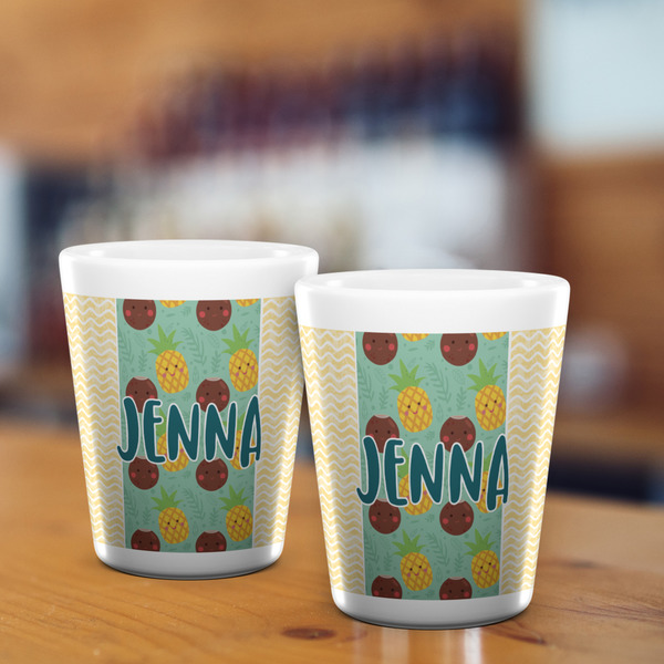 Pineapples and Coconuts Shot Glass - White - LIFESTYLE