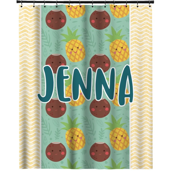 Custom Pineapples and Coconuts Extra Long Shower Curtain - 70"x84" (Personalized)
