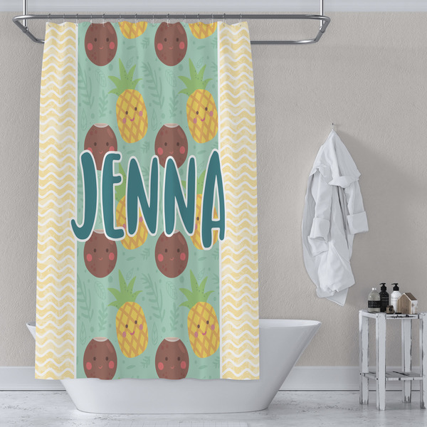Pineapples and Coconuts Shower Curtain Lifestyle