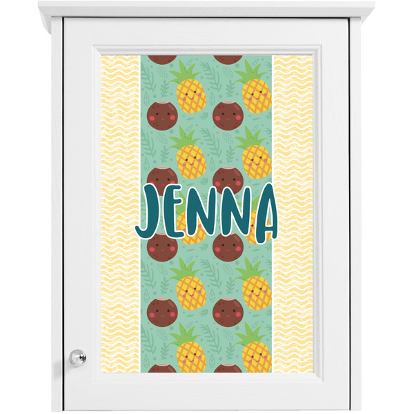 Pineapples and Coconuts Single White Cabinet Decal