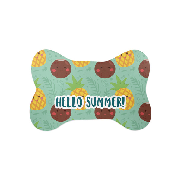 Custom Pineapples and Coconuts Bone Shaped Dog Food Mat (Small) (Personalized)