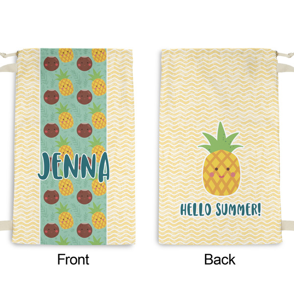 Pineapples and Coconuts Small Laundry Bag - Front & Back View