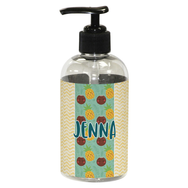 Custom Pineapples and Coconuts Plastic Soap / Lotion Dispenser (8 oz - Small - Black) (Personalized)