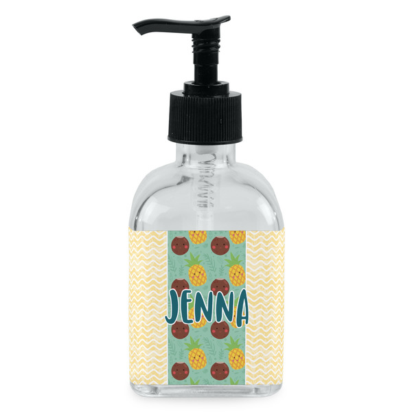 Custom Pineapples and Coconuts Glass Soap & Lotion Bottle - Single Bottle (Personalized)