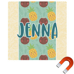 Pineapples and Coconuts Square Car Magnet - 6" (Personalized)