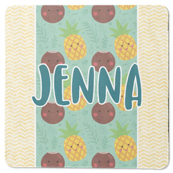 Pineapples and Coconuts Square Rubber Backed Coaster (Personalized)