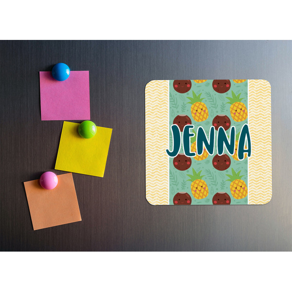 Pineapples and Coconuts Square Fridge Magnet - LIFESTYLE