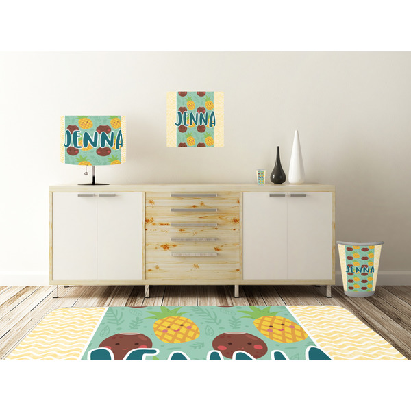 Pineapples and Coconuts Square Wall Decal Wooden Desk