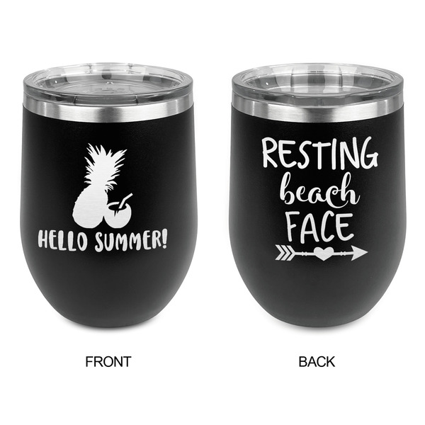 Pineapples and Coconuts Stainless Wine Tumblers - Black - Double Sided - Approval
