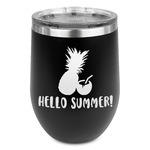 Pineapples and Coconuts Stemless Stainless Steel Wine Tumbler - Black - Single Sided (Personalized)