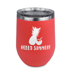 Pineapples and Coconuts Stemless Stainless Steel Wine Tumbler - Coral - Double Sided (Personalized)
