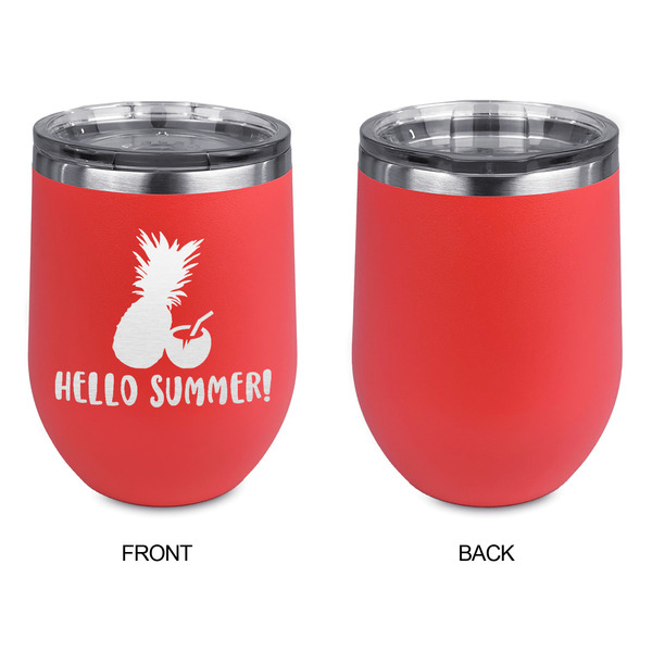 Pineapples and Coconuts Stainless Wine Tumblers - Coral - Single Sided - Approval