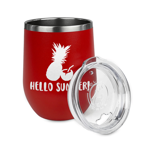 Pineapples and Coconuts Stainless Wine Tumblers - Red - Single Sided - Alt View