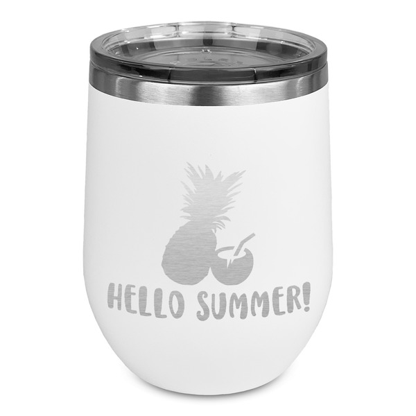 Custom Pineapples and Coconuts Stemless Stainless Steel Wine Tumbler - White - Single Sided (Personalized)