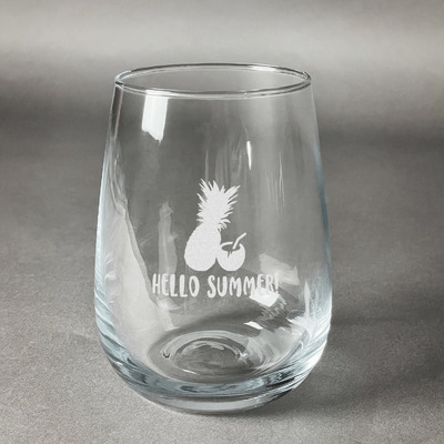 Pineapples and Coconuts Stemless Wine Glass - Engraved (Personalized)