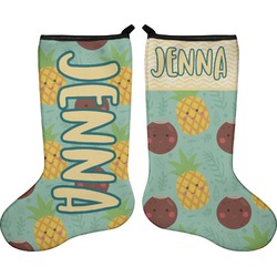 Pineapples and Coconuts Holiday Stocking - Double-Sided - Neoprene (Personalized)