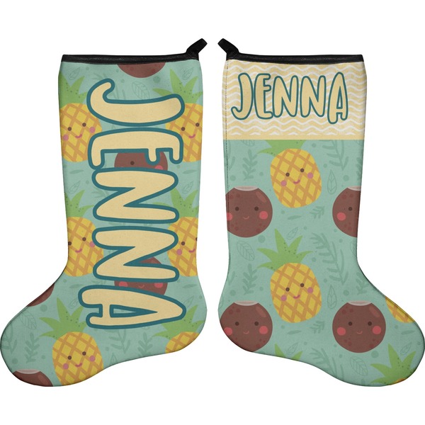 Custom Pineapples and Coconuts Holiday Stocking - Double-Sided - Neoprene (Personalized)