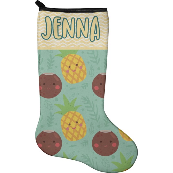 Custom Pineapples and Coconuts Holiday Stocking - Neoprene (Personalized)