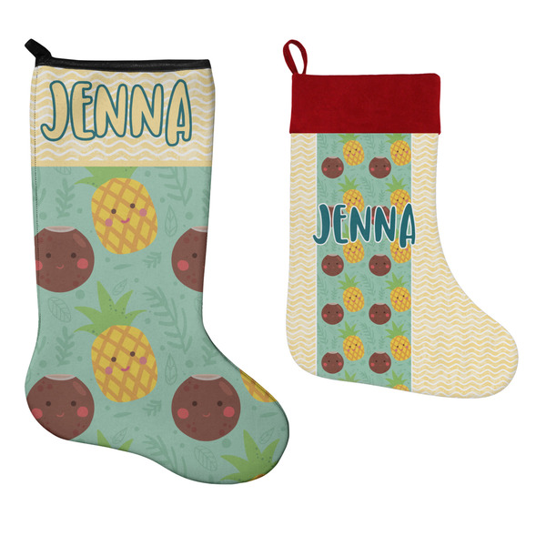 Pineapples and Coconuts Stockings - Side by Side compare