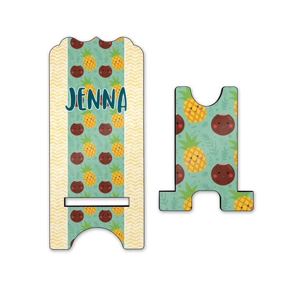 Pineapples and Coconuts Stylized Phone Stand - Front & Back - Small